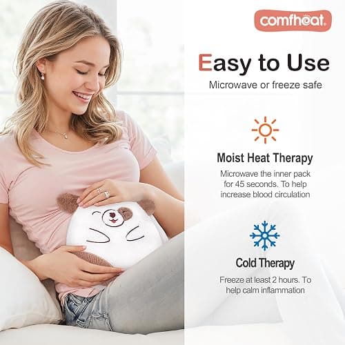 Comfheat Cute Dog Microwave Heating Pad for Pain Relief, Unscented Microwavable Heating Pads Stuffed Animal for Cramps, Neck Shoulder, Muscles, Natural Heat Pack Moist Heat with Washable Cover thumbnail 6