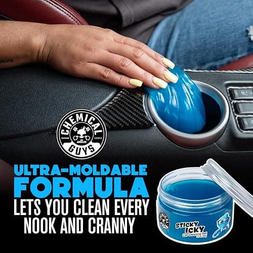 Chemical Guys Sticky Icky Car Cleaning Gel, Green Apple, Interior Car Cleaner, Reusable Automotive Crevice & Interior Dust Cleaner for Air Vents, Consoles, Cup Holders & Keyboards, 4 Pack (100g Each) thumbnail 3