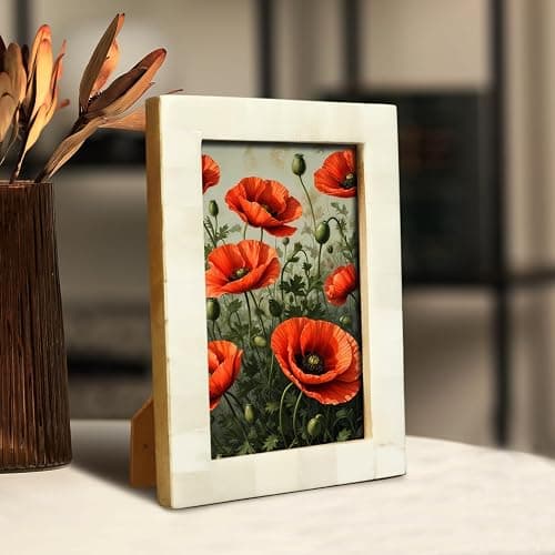 Handicrafts Home 5x7 Picture Frames - Vintage Style Wall Hanging & Desk Decor – Farmhouse Photo Frames Ideal for Living Room Office & Home Decor Picture Frame for Family Pictures & Wall Decor, White thumbnail 2
