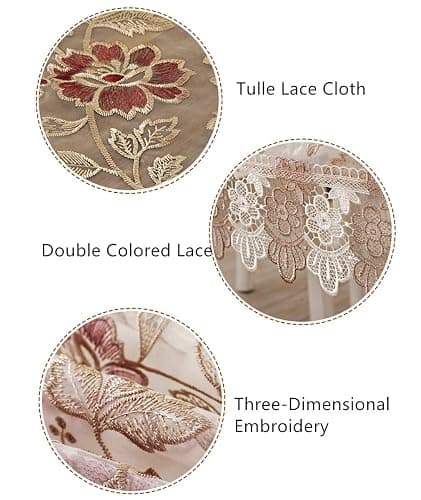 Lace Polyester Round Tablecloth Embroidery Round Table Cloths for Dining Kicthen Small Table(2 Seats), Round - 36", Beige thumbnail 5