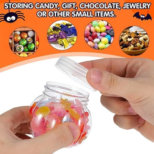 PRETYZOOM Pumpkin Candy Jar Set 150ml Pet 12 Pack | Transparent Pet, 150ml Capacity, 12 Piece Set, Easy to Clean, Reusable Storage thumbnail 4