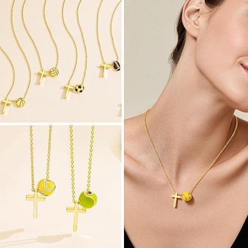 KYROVIA Soccer Softball Volleyball Gifts Necklace for Women Tennis Football Basketball Necklaces Gift Sports Accessories Stuff Jewelry for Lovers 16+3 Inches thumbnail 7