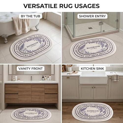 Black and White Bathroom Rug 20x32inch Super Soft and Plush, Cute Aesthetic Bath Mat Non-Slip, Machine Washable Bath Rugs for Bathroom Shower Toilet Tub Bathmat Carpets thumbnail 6