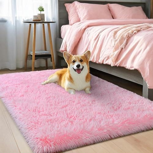 qulint Pink Rugs for Bedroom Girls, 2x3 Fluffy Area Rugs for Living Room | Soft Shag Fuzzy Small Carpet, Plush Shaggy Cute Rug for Kids Boys and Girls Dorm Nursery Classroom Home Decor thumbnail 2