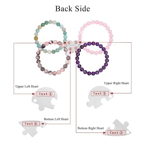 BOPREINA Personalized Puzzle Piece Bracelet Set 2/3/4 Pcs for Family Lover Best Friend 8mm Natural Stone Beads Healing Crystals Stretch Bracelet BFF Matching Heart Pendant Friendship Jewelry thumbnail 6