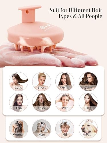 HEETA Scalp Massager Hair Growth, Scalp Scrubber Exfoliator with Soft Bristles, Integrated Silicone Design for Dandruff Removal & Relax, Shampoo Brush Fit Wet Dry Hair Use, New Pink thumbnail 7