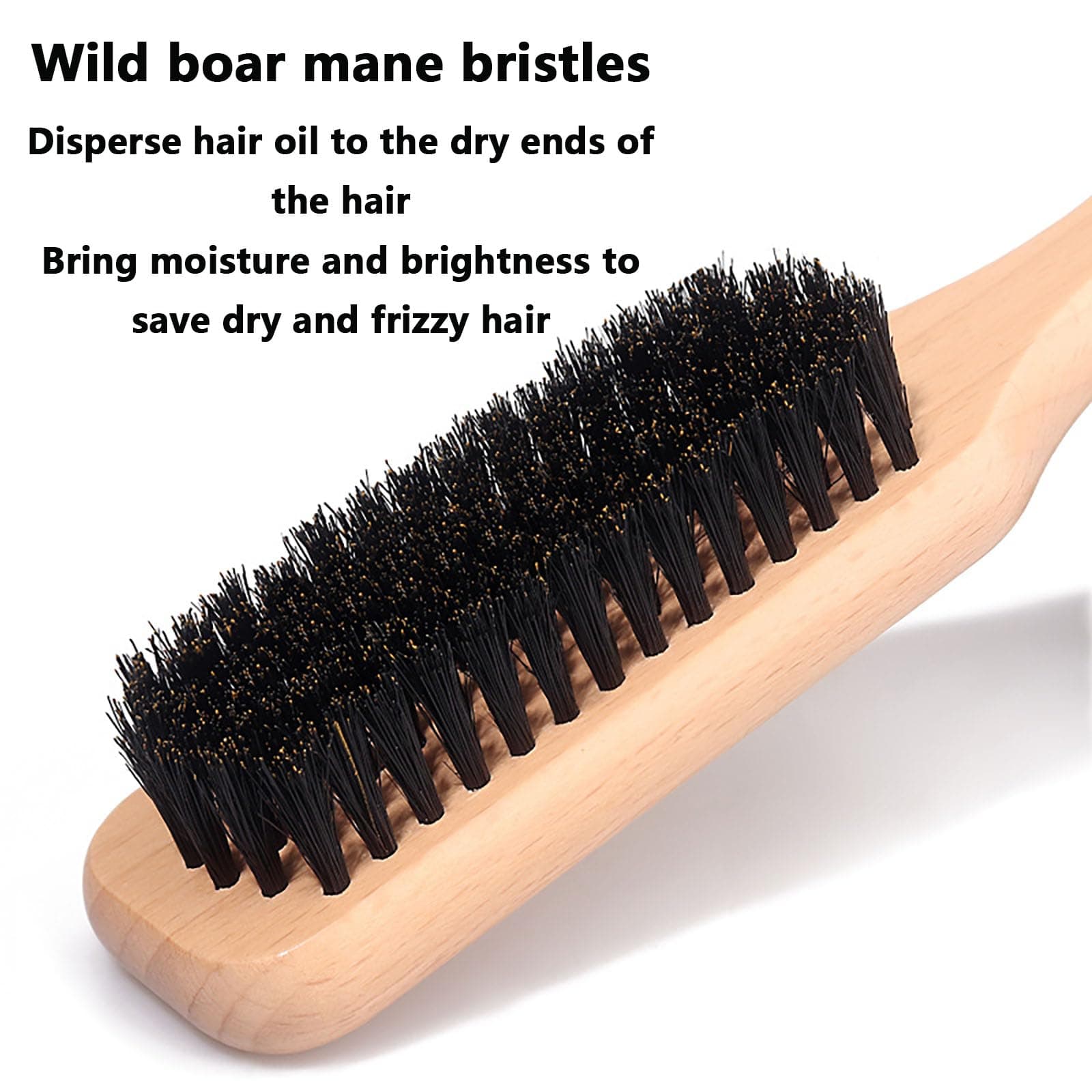Slick Back Hair Brush,Wild Boar Bristle Smoothing Brush for Hair & Beard, Styling Comb for Salon, Home Use, Hair Oil Distribution thumbnail 4