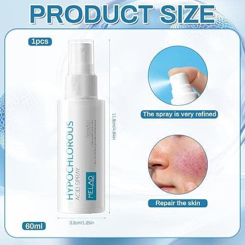 Ácido hipocloroso Spray, Spray para rostro, seguro en la piel | aplicable en cuero cabelludo seco, Hidrata y protege tu piel (60ml) thumbnail 2