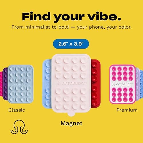 OCTOBUDDY Magnet - Dual Magnetic & Suction Phone Mount - Baby Blue | MagSafe-Compatible Silicone Mobile Holder - Hands-Free Selfies & Videos - Content Creator Accessory - 2.6″ x 3.9″ thumbnail 8