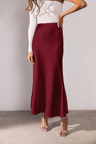 Women's Satin Maxi Skirt High Waisted Elastic Waistband Silk A-Line Casual Party Leopard Print Long Skirts for Women thumbnail 2