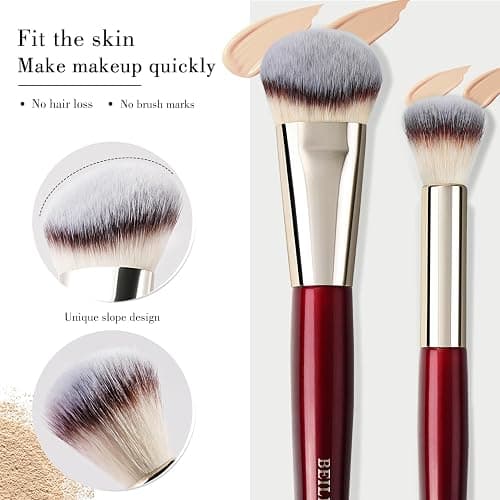 BEILI Makeup Brushes 15Pcs Professional Eyeshadow Brush Set Premium Synthetic Makeup Brushes for Liquid, Cream & Powder Eyeshadow(Red) thumbnail 5
