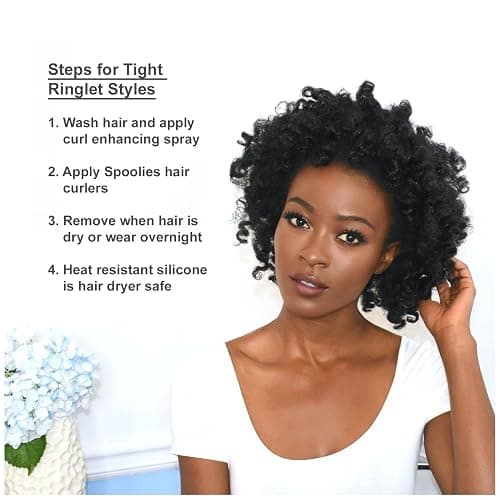 Spoolies Original Hair Curlers, Heatless Silicone Rollers with Mesh Bag Gift for Natural Hair, Hair Extensions plus Wigs, Made in USA, 15 Jumbo Size (Beachy Blue) thumbnail 3