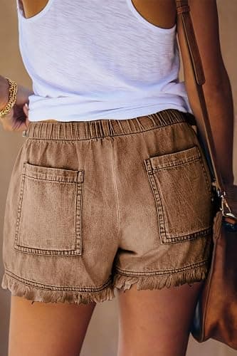 YOCUR Womens Lightweight Shorts Casual Baggy Trendy Hot Pants Elastic Waist Drawstring Comfy Shorts thumbnail 2