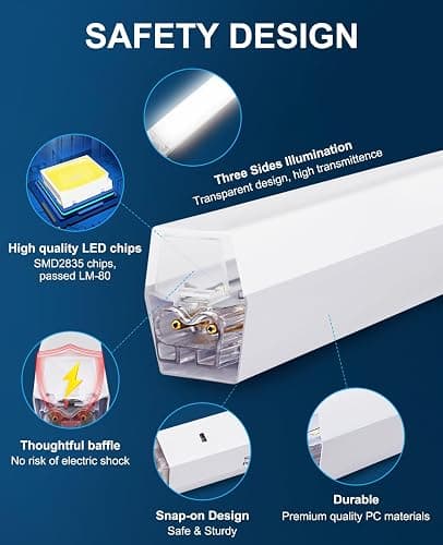 Garage Lights Hexagon led Lights DIY Ceiling LED Shop Light 91630LM for Basement Warehouse Workshop Barbershop Car Care Wash Room Auto Beauty Gym Exhibition Hall 14 Grids with Rectangle Frame 6500K thumbnail 5