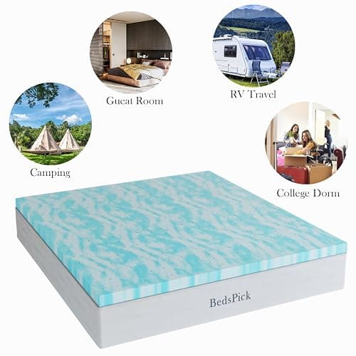 BedsPick Memory Foam Mattress Topper Twin XL 3 Inch Gel Infused Soft Single XL Foam Mattress Pad College Dorm Extra Long XL Twin Bed Topper thumbnail 6