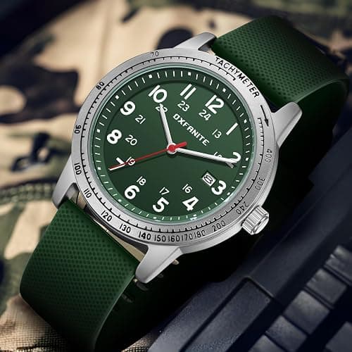 OXFANITE Men’s Watch Military Style Sporty Easy to Read Waterproof with Silicone Band Full Numerals Dial Analog Quartz Watches for Men thumbnail 5