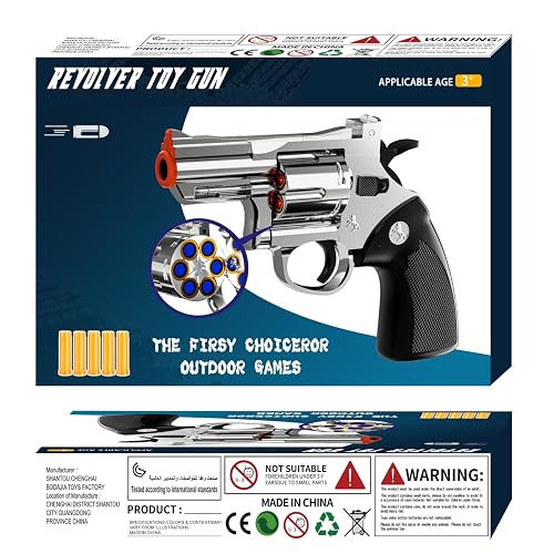 Toy Gun Foam Blaster Soft Bullet Toy Revolver,Can fire Sponge Bullets,with 40 Bullets,for Age of 6 7 8 9 10+ Years Old Kid Boys Girls（Silver） thumbnail 3