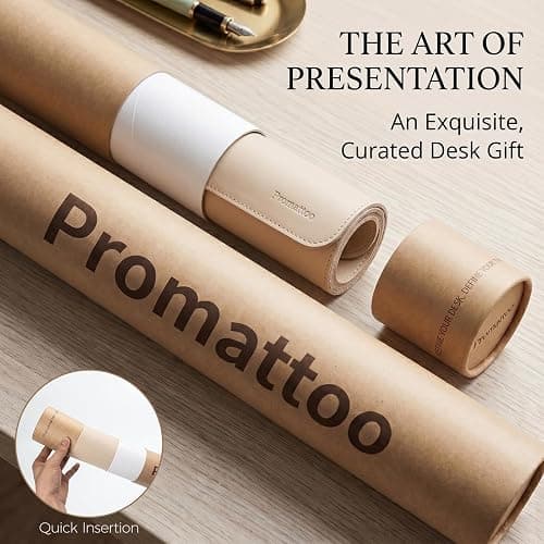 PROMATTOO Large Desk Pad Non-Slip Desk Mat Protector for Keyboard Mouse Waterproof Vegan Leather Surface Faux Leather Laptop Mat Smooth Mouse Pad Premium Gift Tube Warm Beige 23.6" x 13.7" thumbnail 2