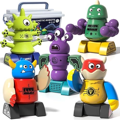 BLmukce Magnetic Robot Toy for Kids 3-5, 35 PCS STEM Educational Playset with Storage Box, DIY Stacking Monster Robots, Toddler Creative Alien Toys Gift for Boys Girls (Christmas Birthday) thumbnail 9