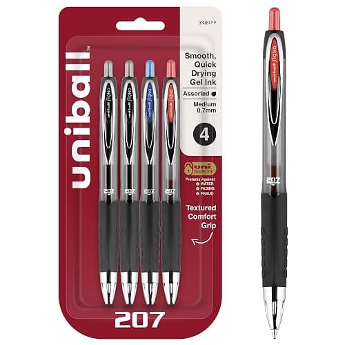 uni-ball 207 Retractable Gel Pens, Medium Point (0.7mm), Assorted Colors, 4 Count - Image 1