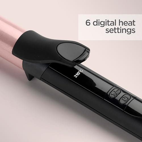 BaByliss Rose-Quartz 25mm Curling Tong - Hair Curler for Natural Waves and Curls, Ceramic, 6 Heat Settings 160°C to 210°C, Pink & Black, C451U - Multicolored thumbnail 3