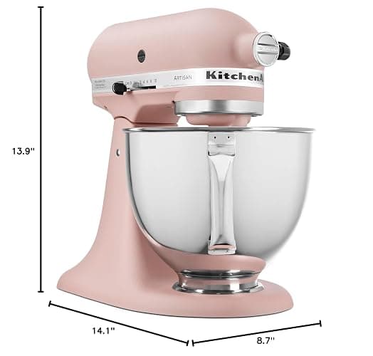 KitchenAid Artisan Series 5 Quart Tilt Head Stand Mixer with Pouring Shield KSM150PS, Feather Pink thumbnail 3