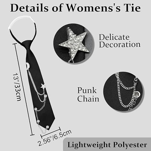 Gsyziux Clip on Neck Ties for Women Girls, Adjustable Pre-tied Womens Tie Solid Color Ladies Neckties for Party Prom School thumbnail 3