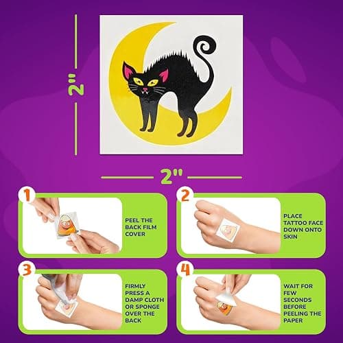 ArtCreativity Halloween Temporary Tattoos for Kids - Pack of 144-2 Inch Non-Toxic Tats Stickers for Boys and Girls, Best for Halloween Party Favors, Treats, Décor, Goodie Bags - 6 Assorted Designs thumbnail 6
