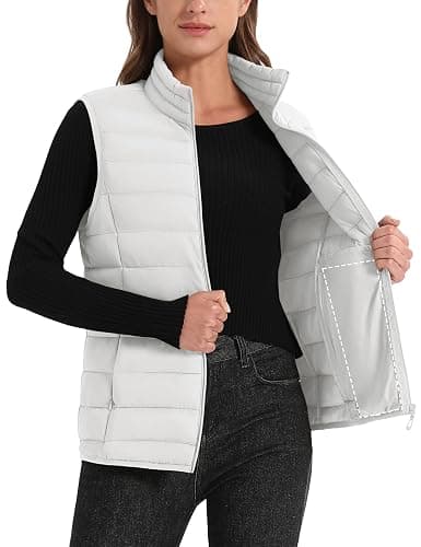 MAGCOMSEN Women's Puffer Vest Lightweight Stand Collar Zip 4 Pockets Puffy Vests Sleeveless Quilted Padded Outerwear thumbnail 6