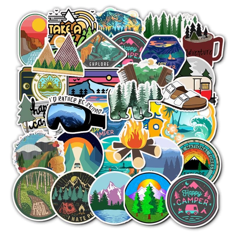 100PCS Stickers for Teen, Hiking Camping Nature Vinyl Stickers for Water Bottles, Laptops, Backpacks, Waterproof Stickers for Outdoor Enthusiasts - Image 1