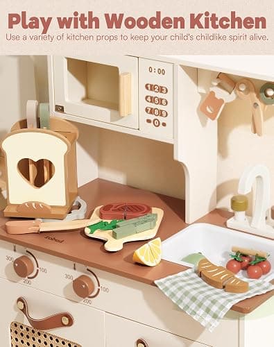 ROBUD 16pcs Kids Play Kitchen Knife Set - Wooden Cooking Playset, Montessori-Inspired Pretend Kitchen Toys for Toddlers, Role Play Gift for Boys and Girls thumbnail 8
