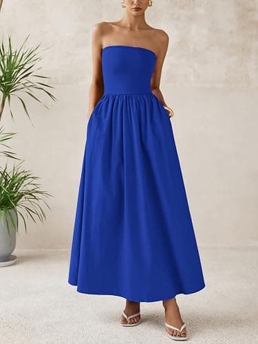 PRETTYGARDEN Women Summer Elegant Strapless Maxi Dress Tube Top | Semi Formal Cocktail Party Wedding Guest Dresses, Cute Off The Shoulder Sleeveless Sundresses, A Line Flowy Long Dress 2026 thumbnail 2