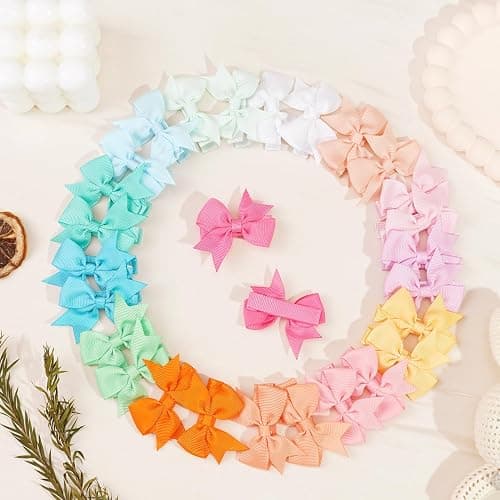 CÉLLOT Hair Clips for Baby Girls - 60 Tiny 2" Fully Covered Bows Barrettes for Infants and Toddlers thumbnail 7