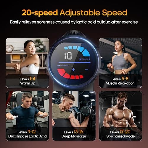 AERLANG Massage Gun with Heat Deep Tissue Back Massager Neck Massager for Pain Relief,Muscle Percussion Massage Gun, Birthday Gifts for Men Women Dad him Handheld Message Gun with 7Heads&Silent thumbnail 5