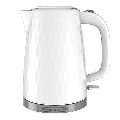 BLACK+DECKER Honeycomb Collection Rapid Boil 1.7L Electric Cordless Kettle with Premium Textured Finish, White, KE1560W thumbnail 4