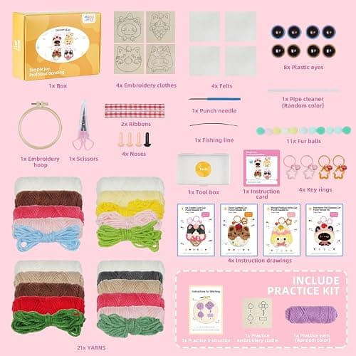 Punch Needle kit for Beginners,Embroidery kit for Beginners,Punch Needle Kits Adults Beginner,Including Printed Patterns, Needles, Easy to Follow Instructions, and Videos-Cat Family thumbnail 3
