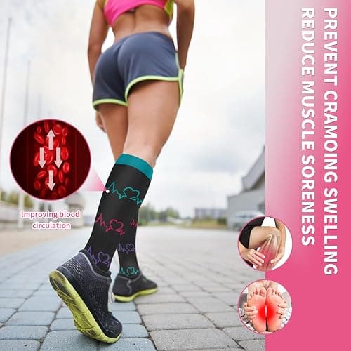Sooverki Compression Socks for Women & Men 6 Pairs is Best Supportive Knee High Stockings for Circulation, Travel, Nurses thumbnail 5