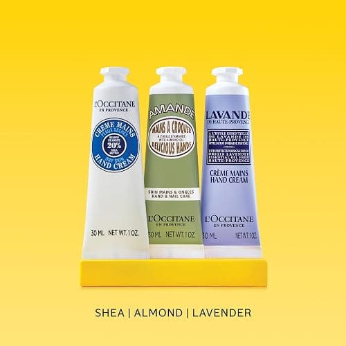 L'Occitane Hand Cream Classics 3-Piece Gift Set, Travel-Sized, Vegan Care | Moisturizing trio nourishes dry hands, nails & cuticles, softening daily use, skincare, gift set, ritual, essential, minis thumbnail 3