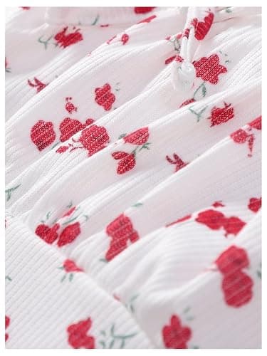 SOLY HUX Girl's Ditsy Floral Print Frill Trim Cami Crop Top Cute Summer Tops Preppy Clothes - 9 Years - White Floral Print thumbnail 5