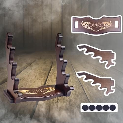 WodGod Wooden Magic Wand Holder and Display Stand,4 Tiered Wood Wizard Wand Holder for Desktop Display Decoration thumbnail 6