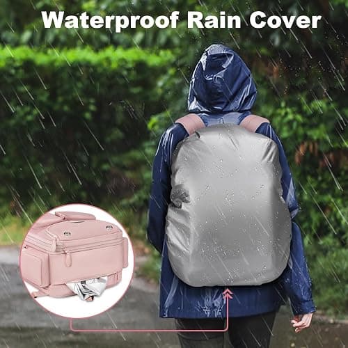 Taygeer Vacuum Backpack, Expandable Vacuum Seal Carry on Backpack with Rain Cover, 17'' laptop Compression Backpacks Travel with Shoe Compartment, TSA Approved Personal Item Compression Back Pack,Pink thumbnail 5