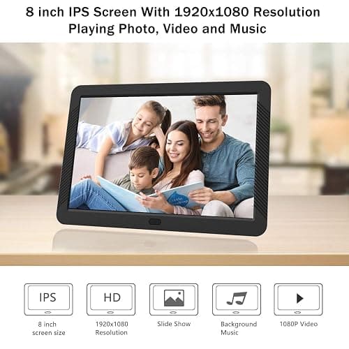 Atatat Digital Photo Frame with 1920x1080 IPS Screen, Digital Picture Frame Support Adjustable Brightness,Photo Deletion,1080P Video,Music,Slideshow,16:9 Widescreen- P800 thumbnail 2