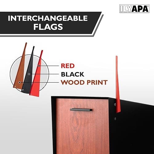 Ilyapa Modern Mailbox Post Mount - Large Mailbox for Outside - Black Metal Mail Box - Powder Coated Steel - All Weather Resistant thumbnail 6
