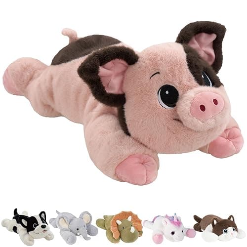 GILFWM 25" 5 lbs Weighted Stuffed Animals Pig :Big Large Weighted Plush Animal,Cute Plushie Pillow Toys, Ultra-Soft Washable Weighted Plush Pillowfort Gifts for Adults Kids Girls Boys Women - Image 1