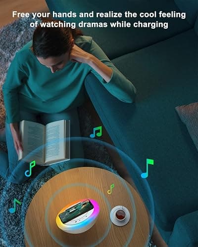 SIDVAR Bluetooth Speaker Night Lightsr,Wireless Charging Modern Speaker,Best Teenage Birthday Gift Ideas Applicable for Bedroom/Tween Girls Gifts/Please use The Original Adapter thumbnail 4