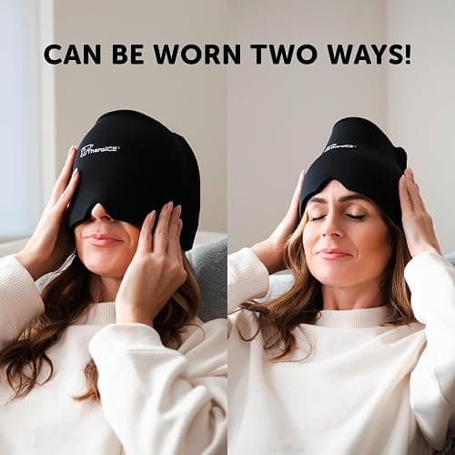 TheraICE Migraine Relief Cap, Soothing Headache Hat Ice Pack Mask, Face Cold Compress Cooling Gel Head Wrap Products for Tension, Stress & Hangover - Original Black - 1.0 thumbnail 5