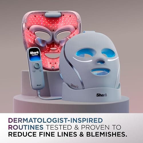Shark CryoGlow LED Face Mask with Under-Eye Cooling, Anti-Ageing & Blemish Repair, Red & Blue LED, Infrared Light Therapy, USB-C, Remote Control, Storage Bag, Adjustable Straps thumbnail 2