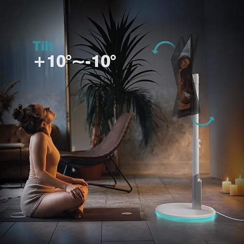 LLDEPLL Floor Mobile TV Stand with Power Outlet, Rolling TV Cart for 27-65 Inch OLED LED Monitors, 6 Levels of Height Adjustment, Ambient Lighting on The Bottom Wheels Holds up to 88lbs, 400x400mm thumbnail 4
