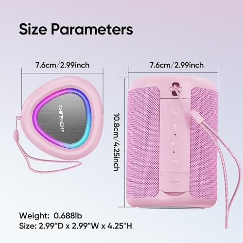 Portable Bluetooth Speaker with Lights, Stocking Stuffers, Powerful Crystal Clear Sound, IPX5 Waterproof, All Day Playtime, BT 5.3, TWS Paring, Small Wireless Speaker for Outdoor, White Elephant Gifts thumbnail 7