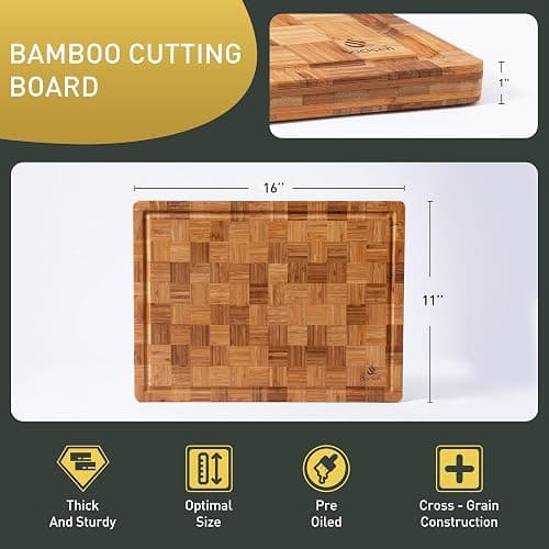 Bamboo Cutting Board Non Slip Heavy Duty Over Sink Wooden Wood Cutting Board for Kitchen Chopping Board Edge Grain Teak Smart Marble Flexible Round Stone Metal thumbnail 4